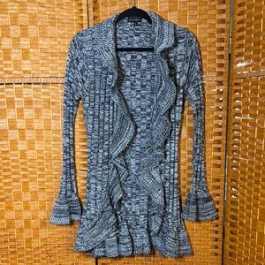 Brittany Black & White Ruffled Cardigan